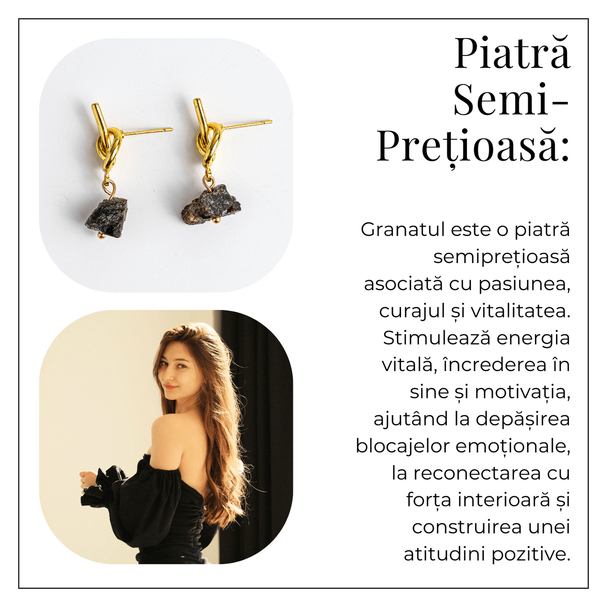 Talisman al Curajului – Cercei cu Granat si Nod Elegant