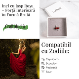 Forta interioara in forma bruta – Inel argintiu cu jasp rosu