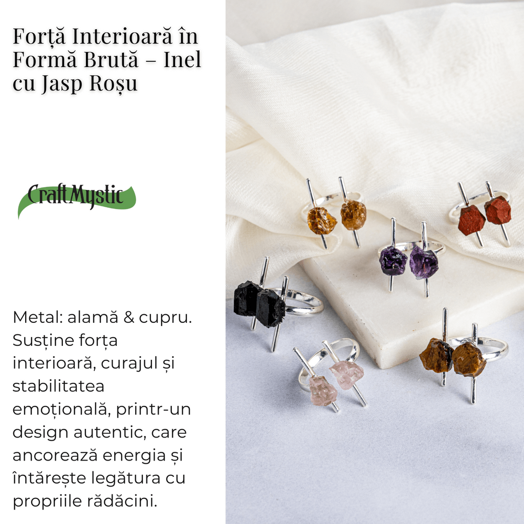 Forta interioara in forma bruta – Inel argintiu cu jasp rosu