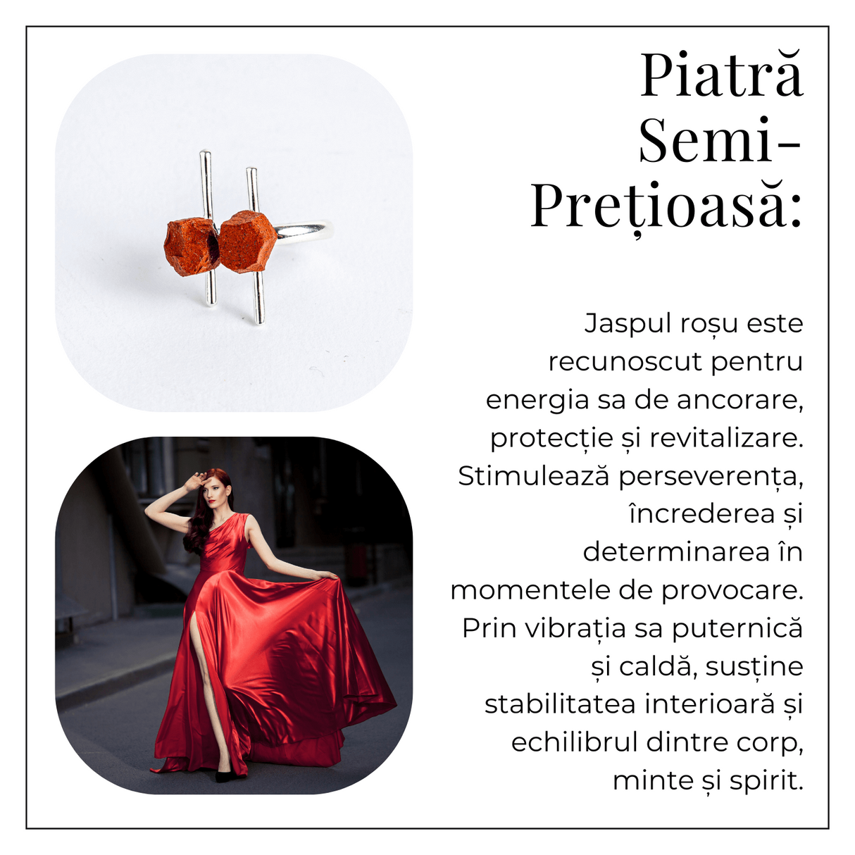 Forta interioara in forma bruta – Inel argintiu cu jasp rosu