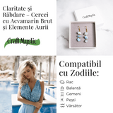Fluviu de Calm – Cercei cu Acvamarin Brut si Elemente Aurii
