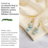Fluviu de Calm – Cercei cu Acvamarin Brut si Elemente Aurii