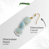 Fluviu de Calm – Cercei cu Acvamarin Brut si Elemente Aurii