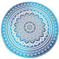 Panza Rotunda pentru Plaja cu Model Mandala, Realizata Manual - Covor Indian din Bumbac pentru Decor Boho/Masa/Exercitii de Yoga si Picnic