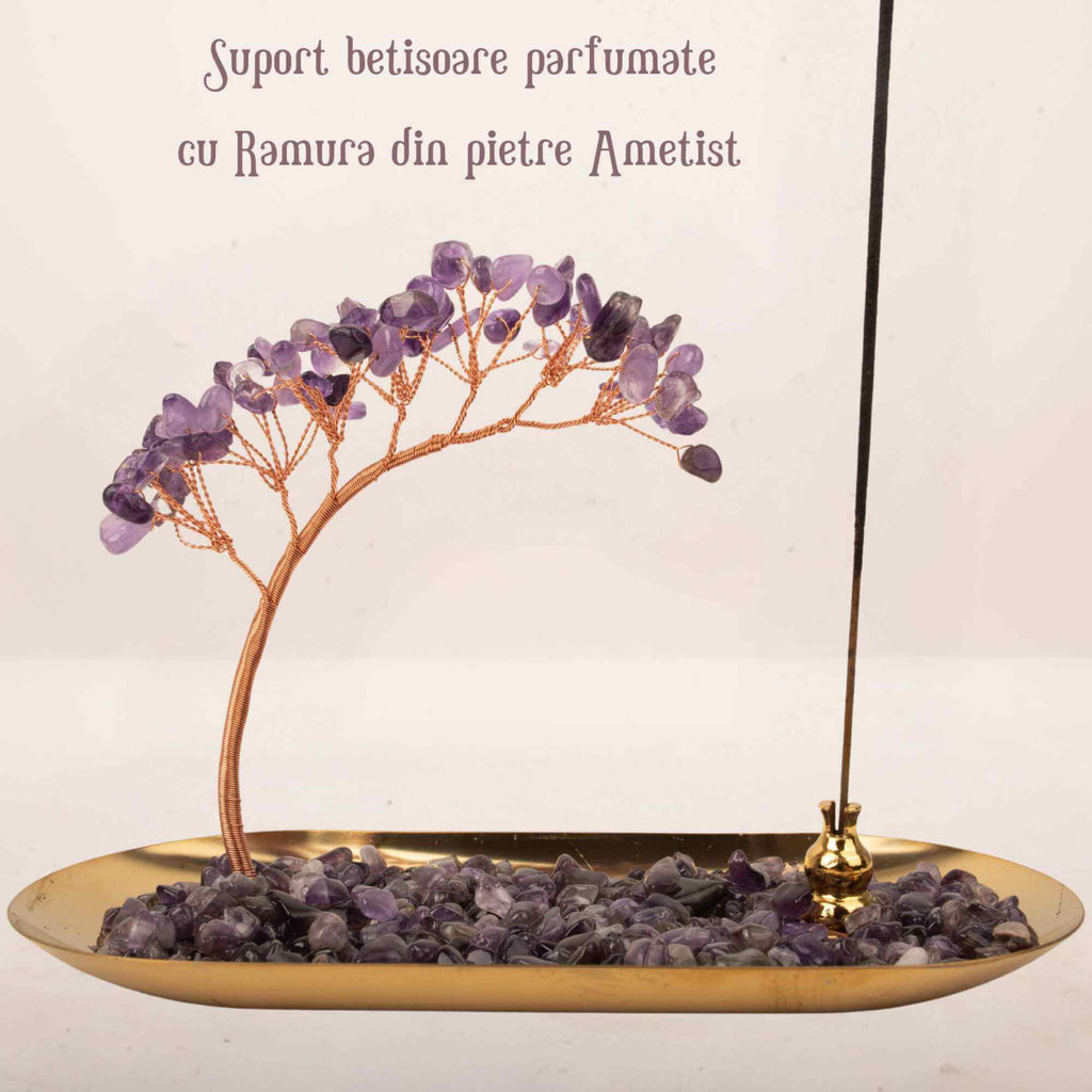 Suport pentru Betisoare Parfumate cu Arbore din Cristale de Ametist Infuzeaza-ti Spatiul cu Energie si Parfum
