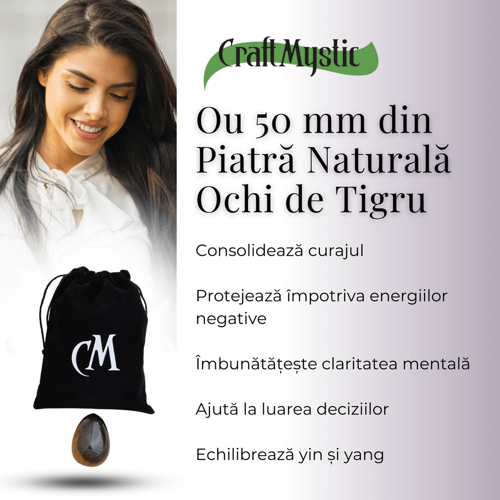 Ou Handmade de 50mm din Piatra Naturala de Ochi de Tigru