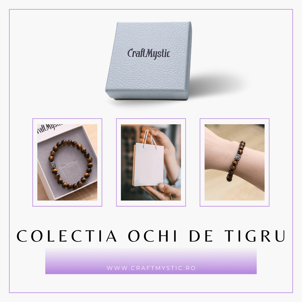 Bratara Elastica cu Margele 8mm din Piatra Naturala Ochi de Tigru si Pandantiv Buddha