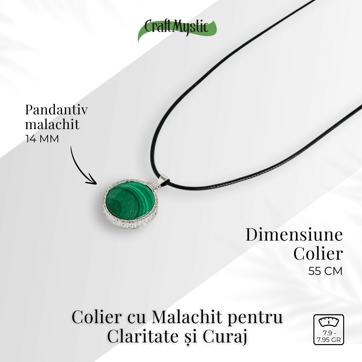 Puterea transformarii – Colier rotund cu malachit natural pentru claritate si curaj