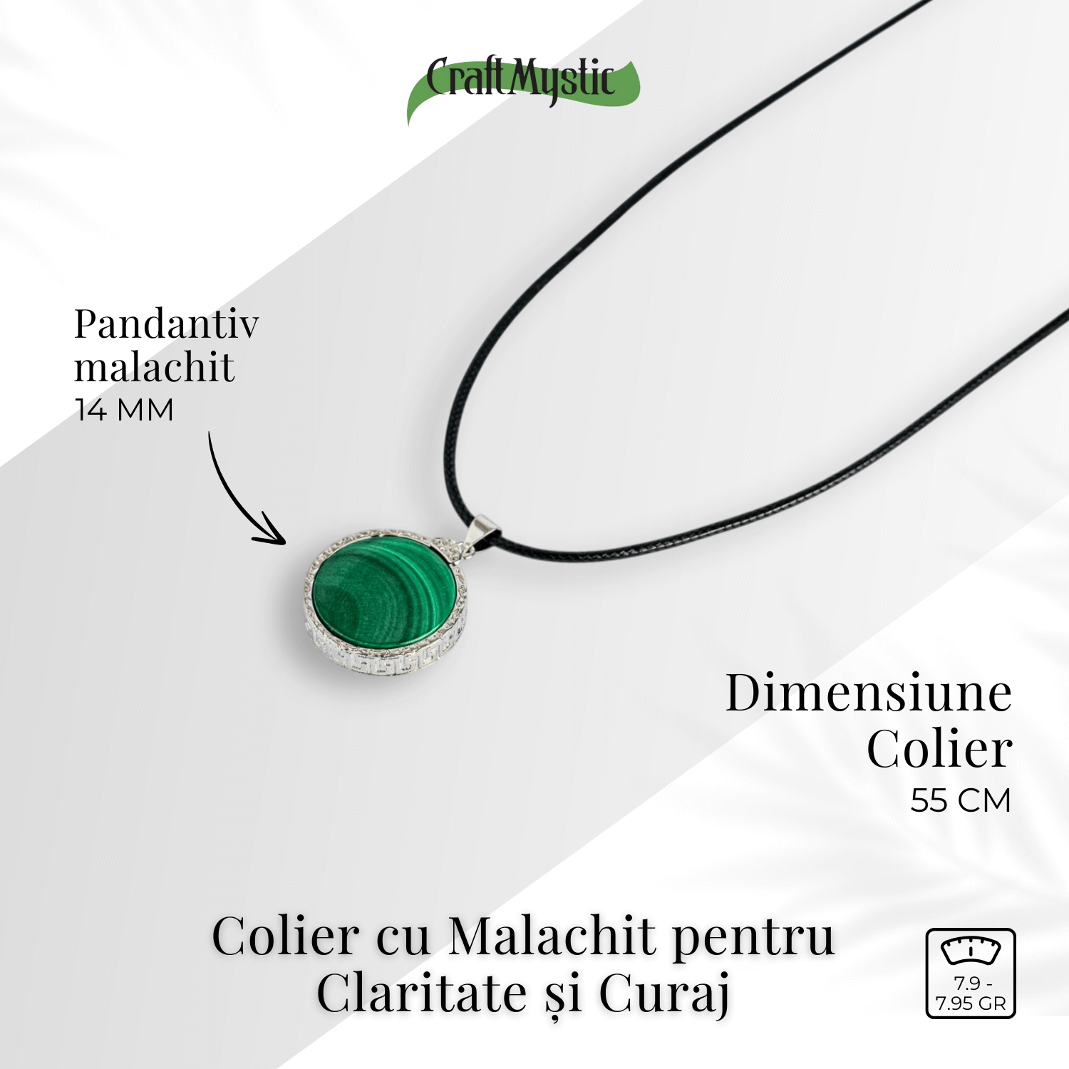 Puterea transformarii – Colier rotund cu malachit natural pentru claritate si curaj