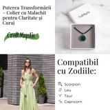 Puterea transformarii – Colier rotund cu malachit natural pentru claritate si curaj