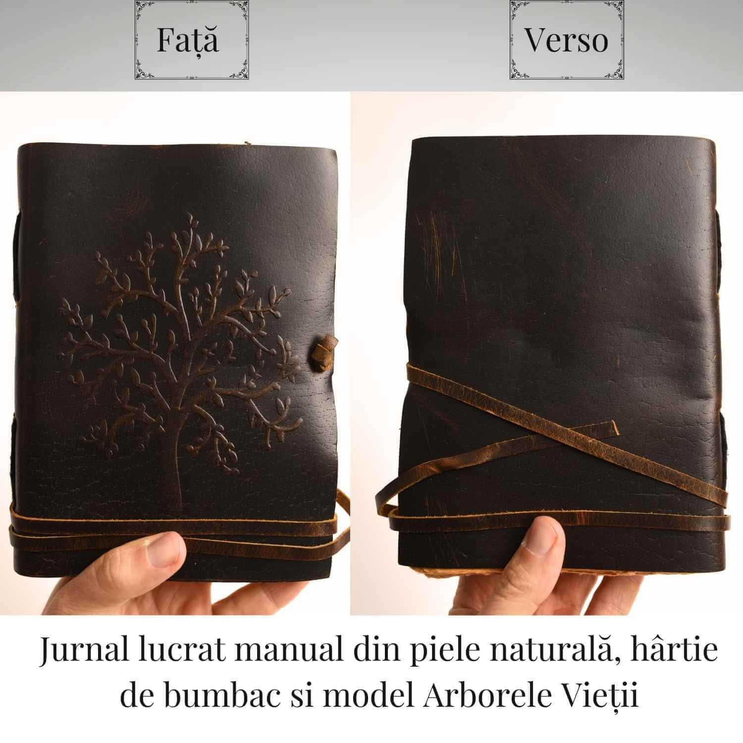 Jurnal piele naturala cu Arborele Vietii si hartie de bumbac – Creativitate si conexiune spirituala