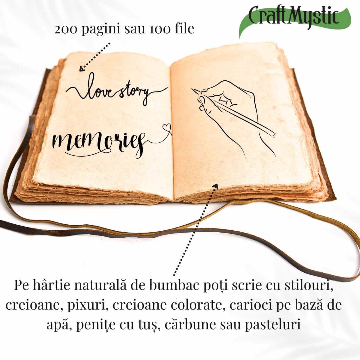 Jurnal piele naturala cu Arborele Vietii si hartie de bumbac – Creativitate si conexiune spirituala
