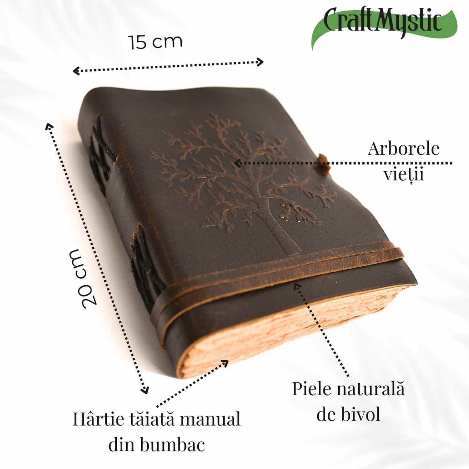 Jurnal piele naturala cu Arborele Vietii si hartie de bumbac – Creativitate si conexiune spirituala