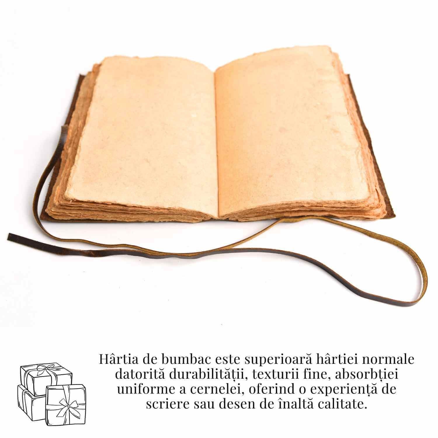 Jurnal piele naturala cu Arborele Vietii si hartie de bumbac – Creativitate si conexiune spirituala