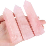 Turn Obelisc de 10-11 cm din Cuart Roz Natural, Bagheta Mare de Cristal Vindecator cu 6 Fatete pentru Reiki, Chakra, Terapie de Meditatie