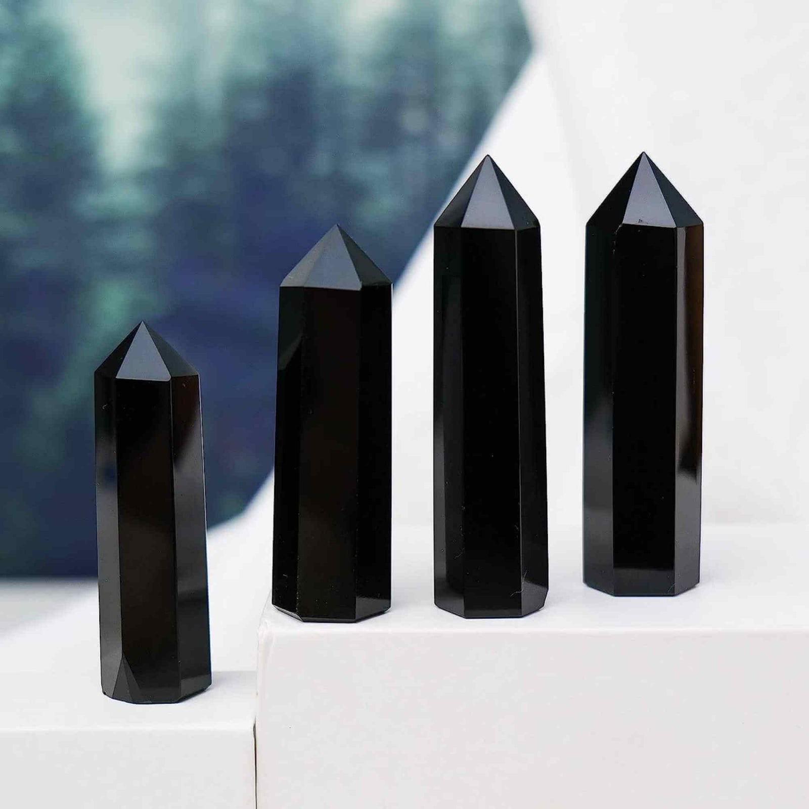 Turn de cristal semipretios vindecator hexagonal Obsidian
