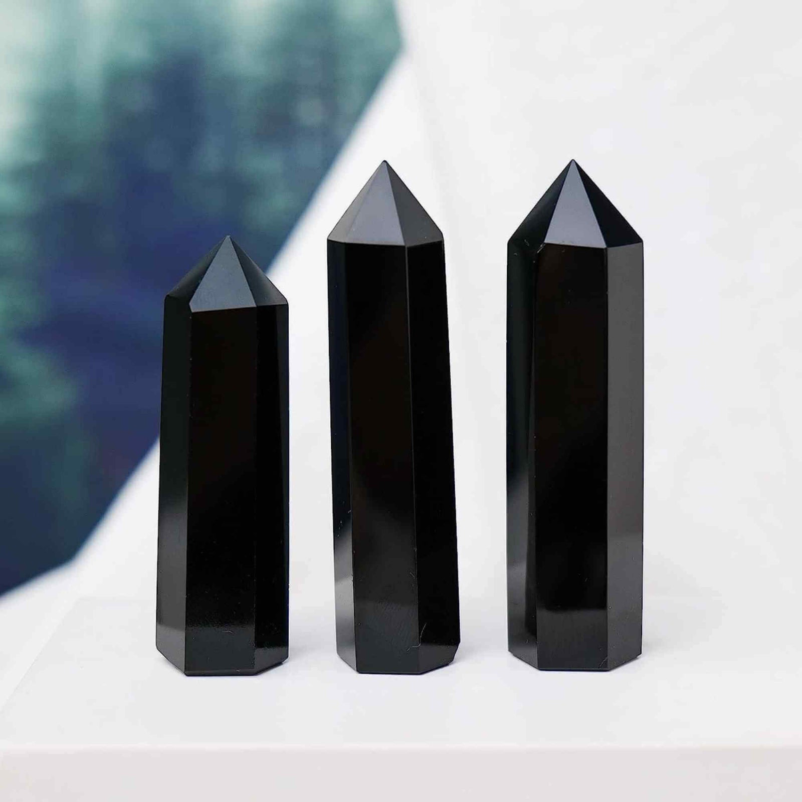 Turn de cristal semipretios vindecator hexagonal Obsidian