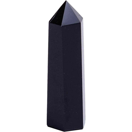 Turn de 10-11 cm din cristal semipretios vindecator hexagonal Obsidian - Obelisc pentru meditatie