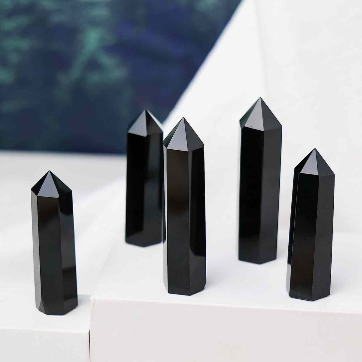 Turn de cristal semipretios vindecator hexagonal Obsidian