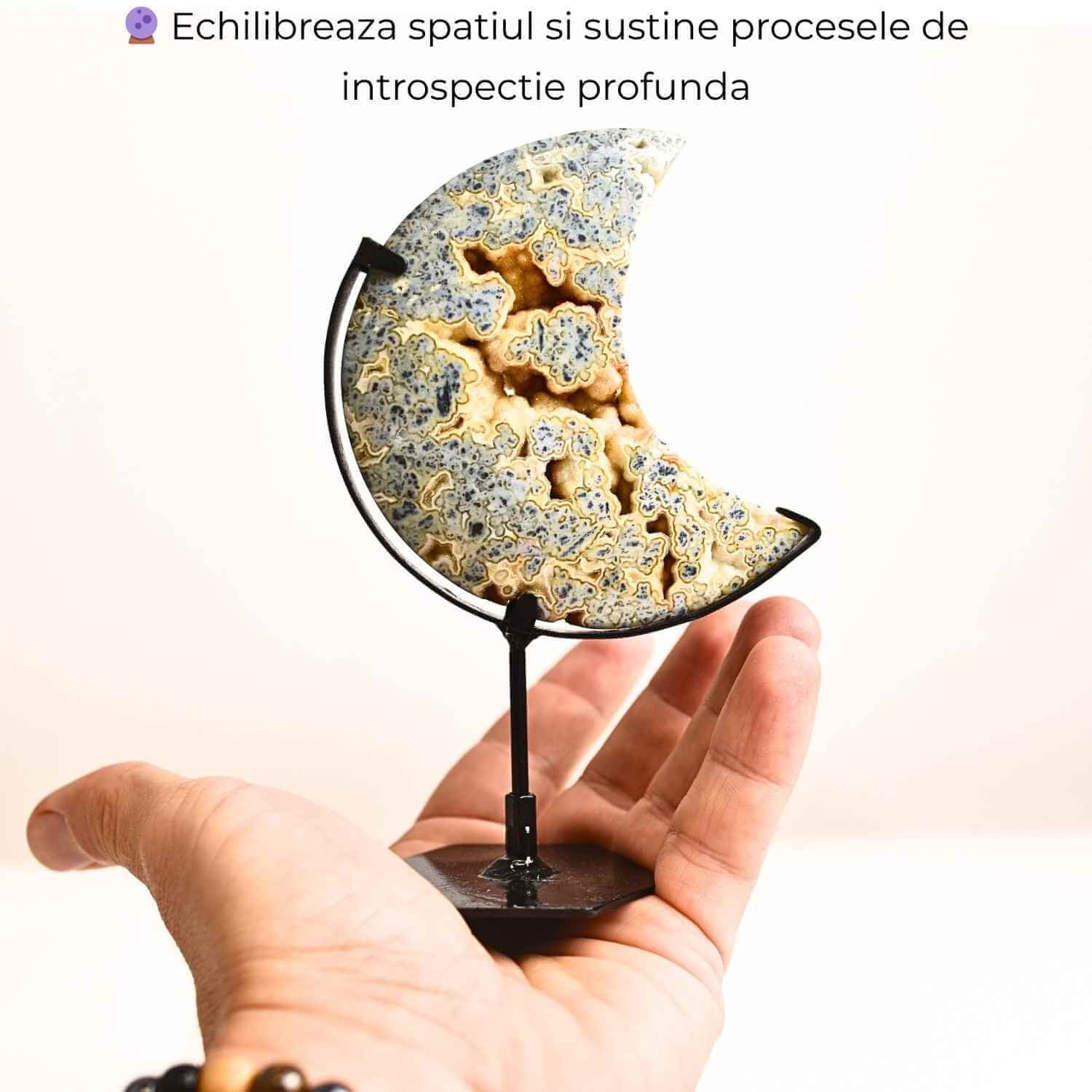 Semiluna din Marcasit Indonezian – Sculptata manual, introspectie si claritate