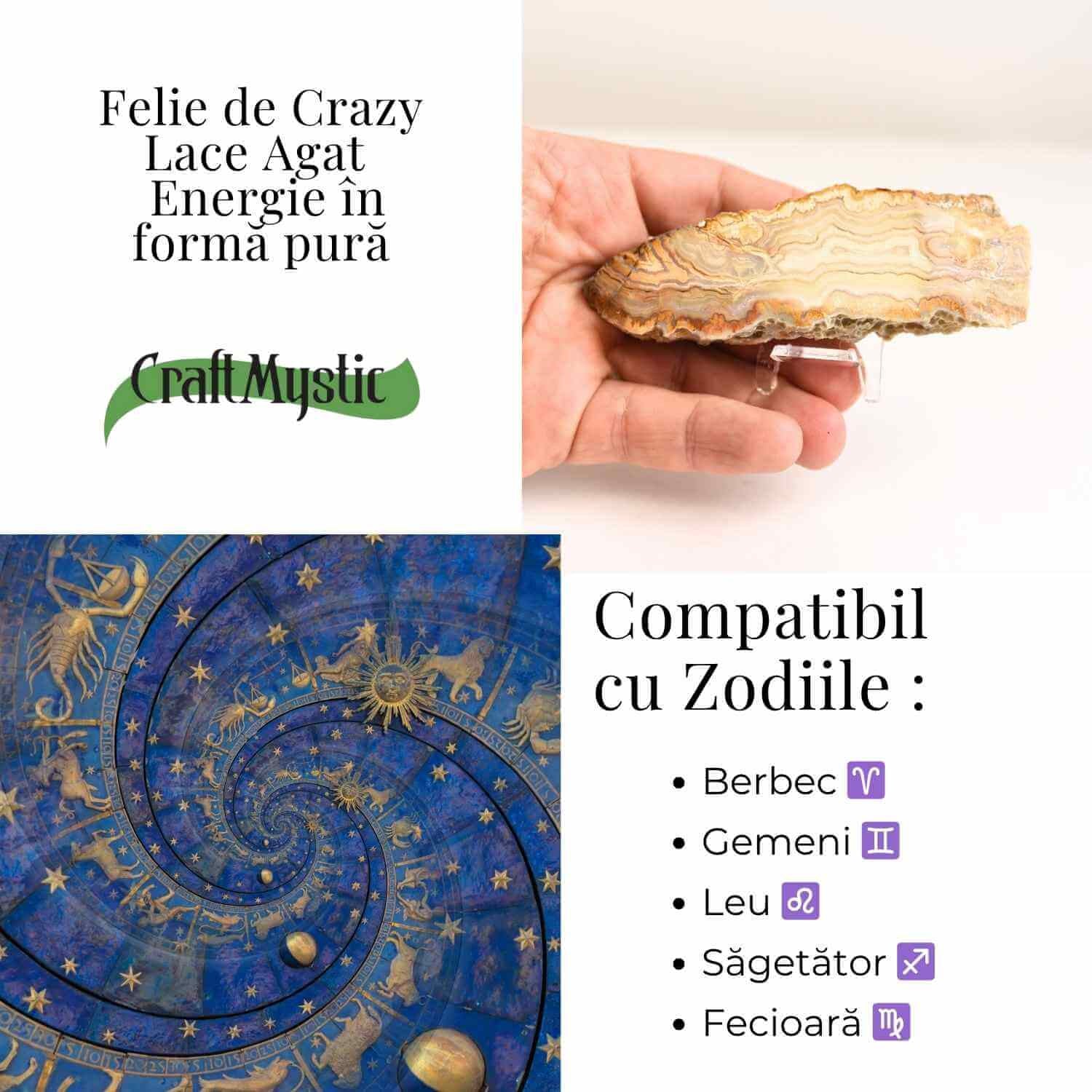 Felie 10-11 cm din Agat Crazy Lace – Sculptata manual, energie în forma pura