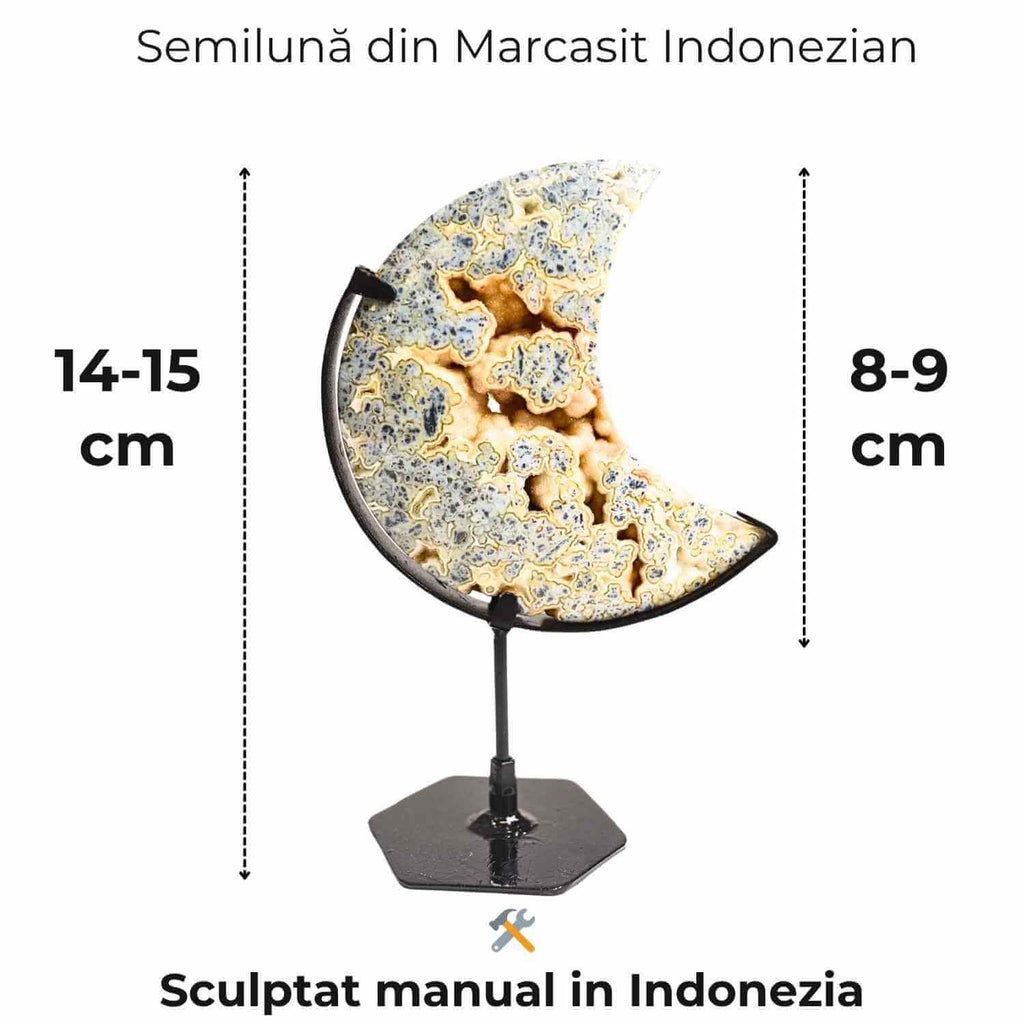 Semiluna din Marcasit Indonezian – Sculptata manual, introspectie si claritate