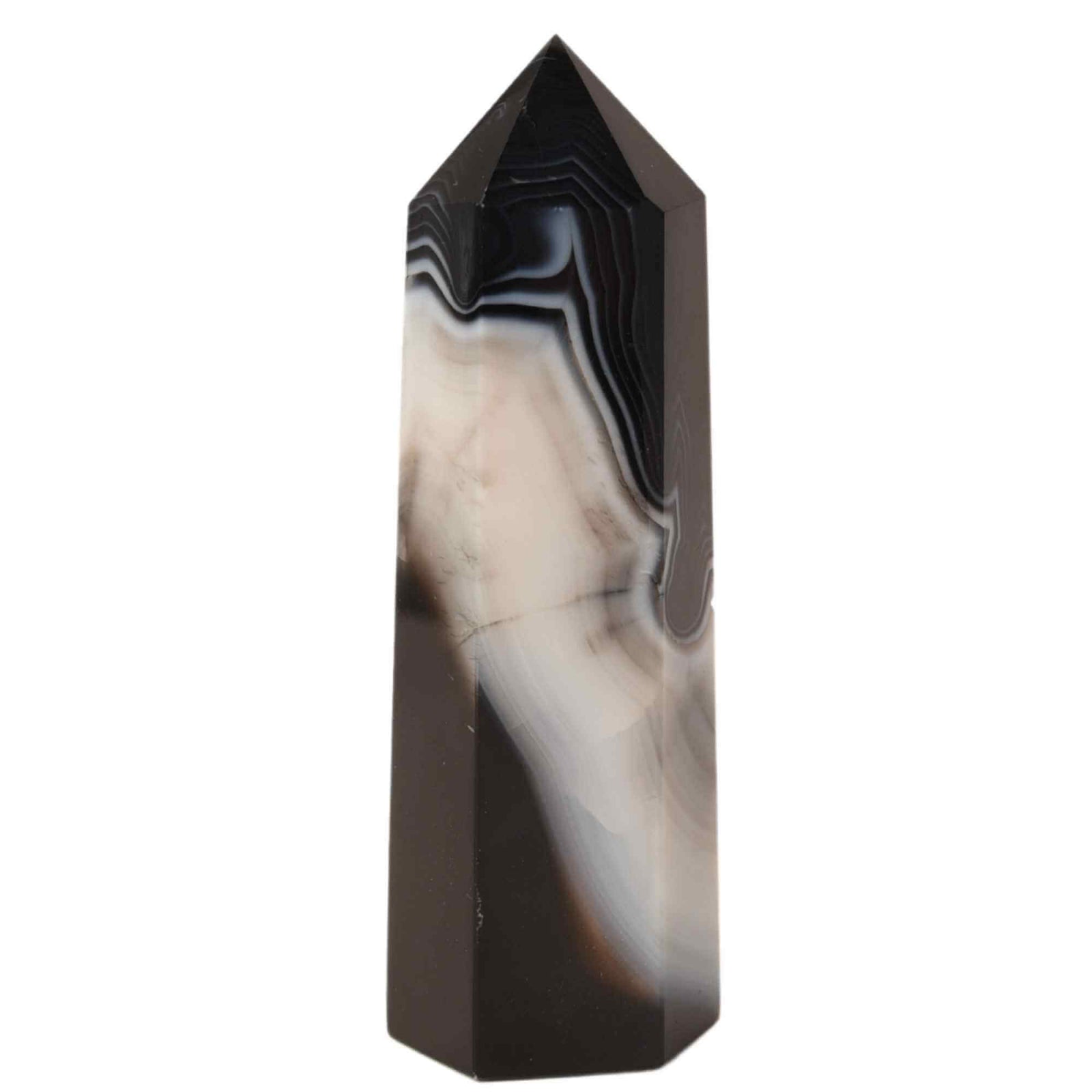 Turn din cristal natural Onyx Agat negru 9-10 cm: Un obiect elegant si puternic pentru protectie si vitalitate