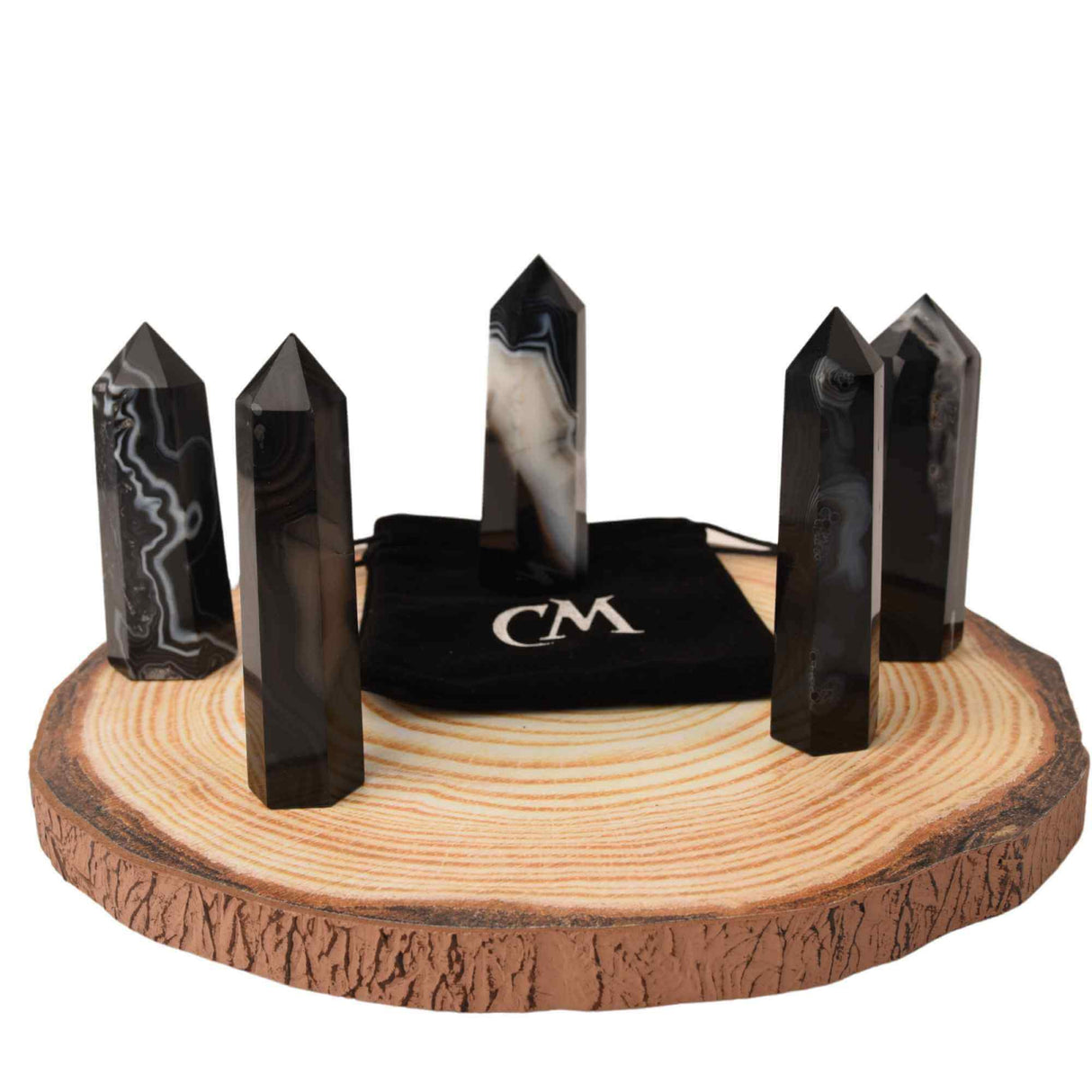 Turn din cristal natural Onyx Agat negru 9-10 cm : Un obiect elegant si puternic pentru protectie si vitalitate