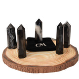 Turn din cristal natural Onyx Agat negru 9-10 cm : Un obiect elegant si puternic pentru protectie si vitalitate