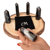 Turn din cristal natural Onyx Agat negru 9-10 cm : Un obiect elegant si puternic pentru protectie si vitalitate