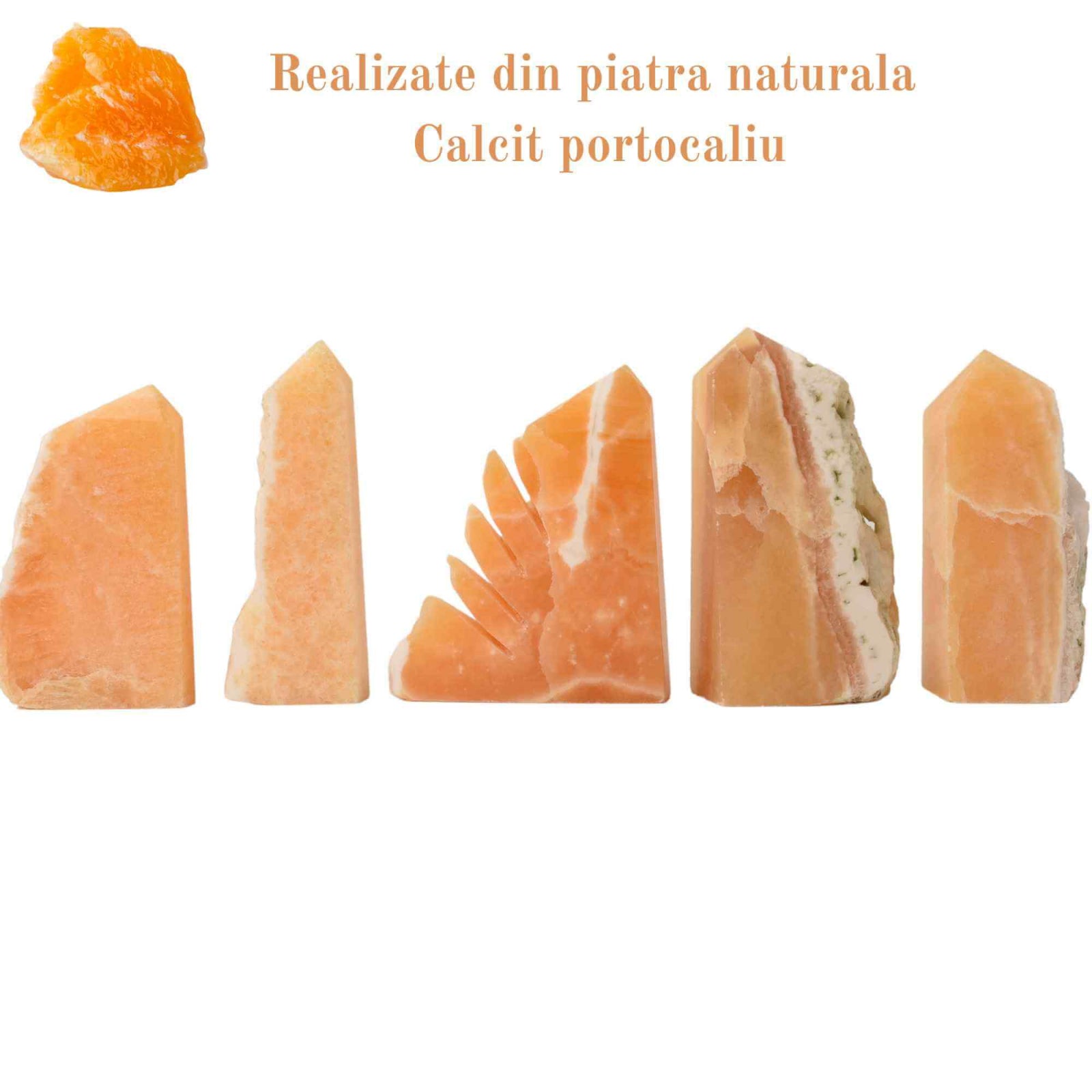 Turn cristal natural Calcit Portocaliu 12-15 cm