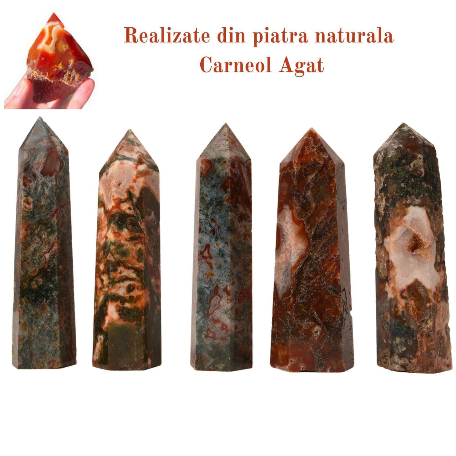 Turn din cristal natural unicat Carneol Agat 9-10 cm