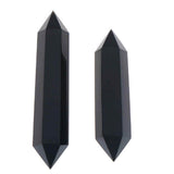 Turn Hexagonal Dublu Varf din Obsidian Negru inaltime de 7-9 cm