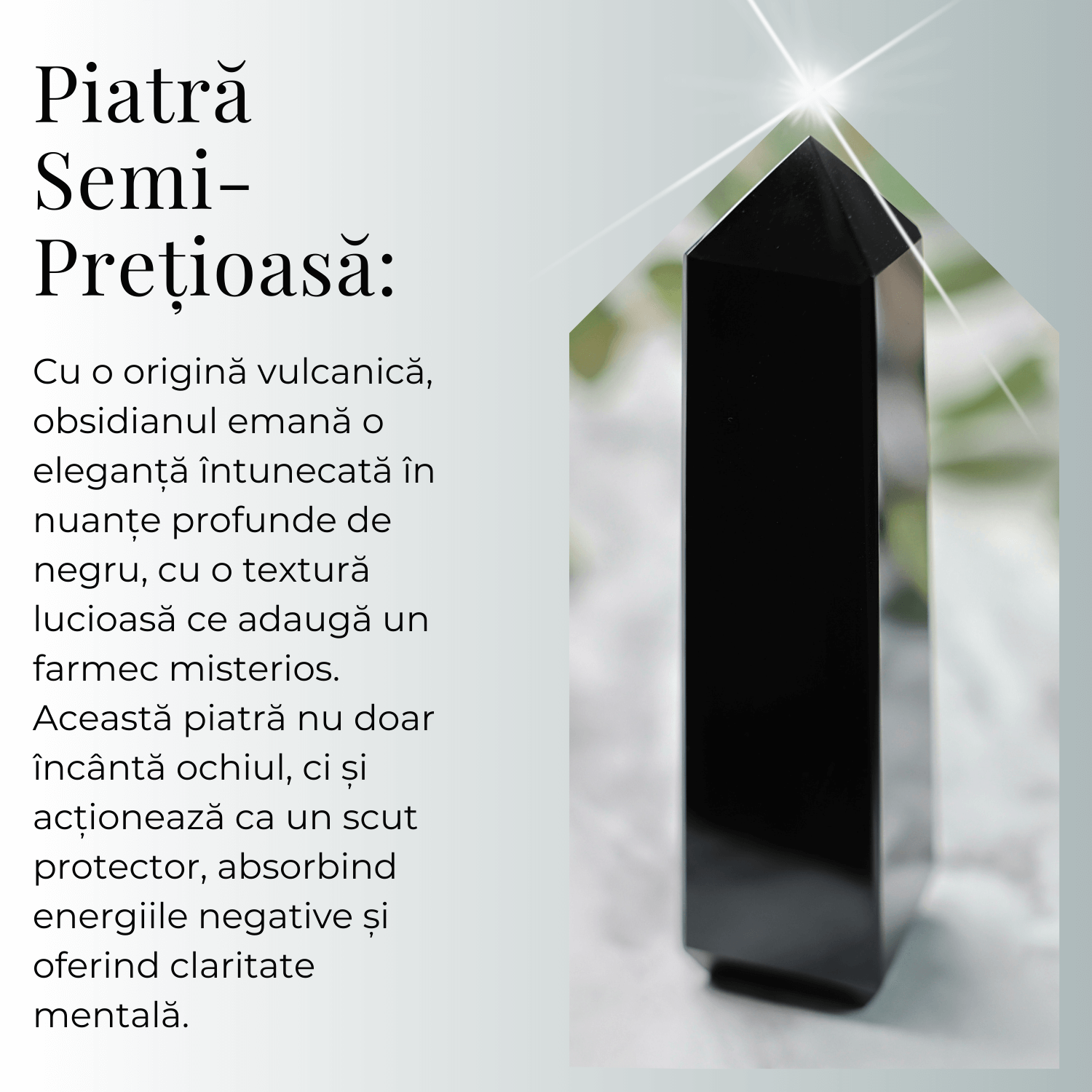 Varf din Obsidian Natural cu 4 Fatete, 10-11 cm