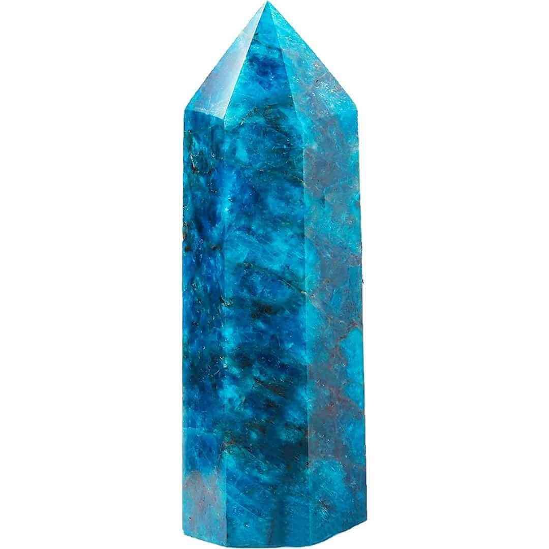 Turnul de cristal natural Apatit Albastru 9-10 cm - Bagheta de vindecare naturala cu 6 fete pentru meditatie profunda, echilibrarea chakrelor si terapia reiki