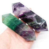 Obelisc de cristal natural Fluorita dublu varf 9-10 cm Cristalul lustruit pentru concentrare, curatarea energiei si echilibrarea chakrei celui de-al Treilea Ochi