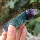 Obelisc de cristal natural Fluorita dublu varf 9-10 cm Cristalul lustruit pentru concentrare, curatarea energiei si echilibrarea chakrei celui de-al Treilea Ochi