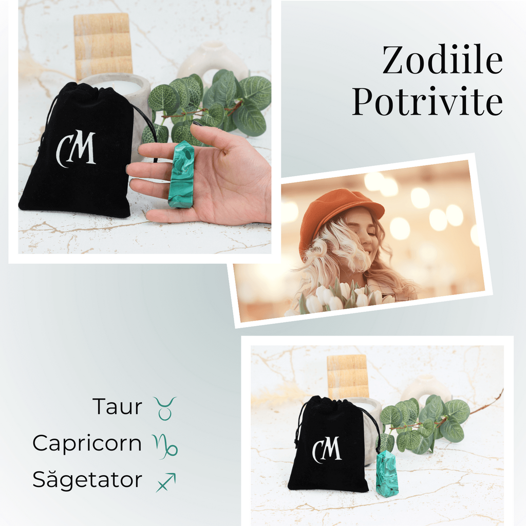 Turnulet 4 fete din Malachit H = 6-7 cm latime 2-2.5 cm 85-100 gr