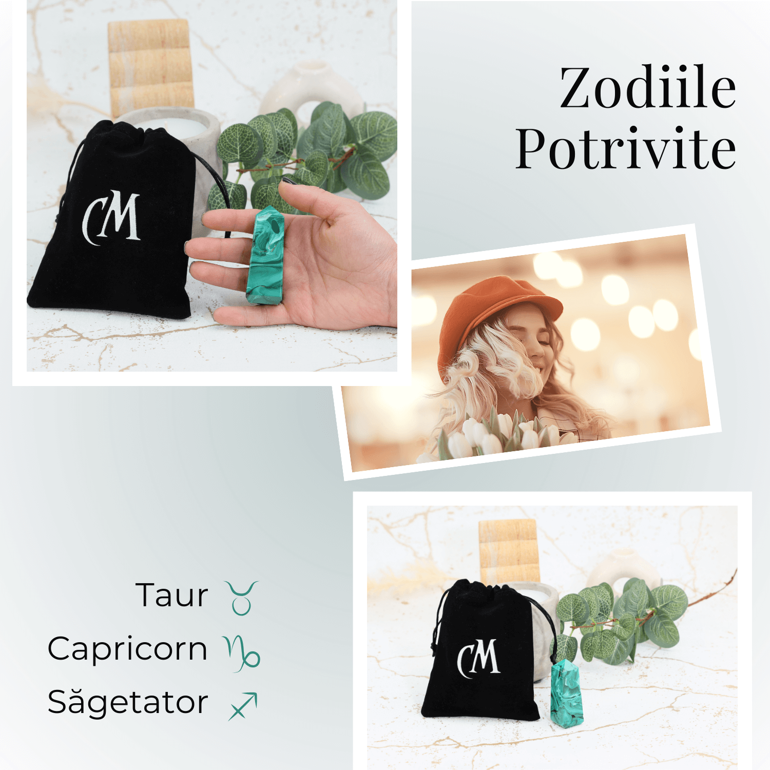 Turnulet 4 fete din Malachit H = 6-7 cm latime 2-2.5 cm 85-100 gr