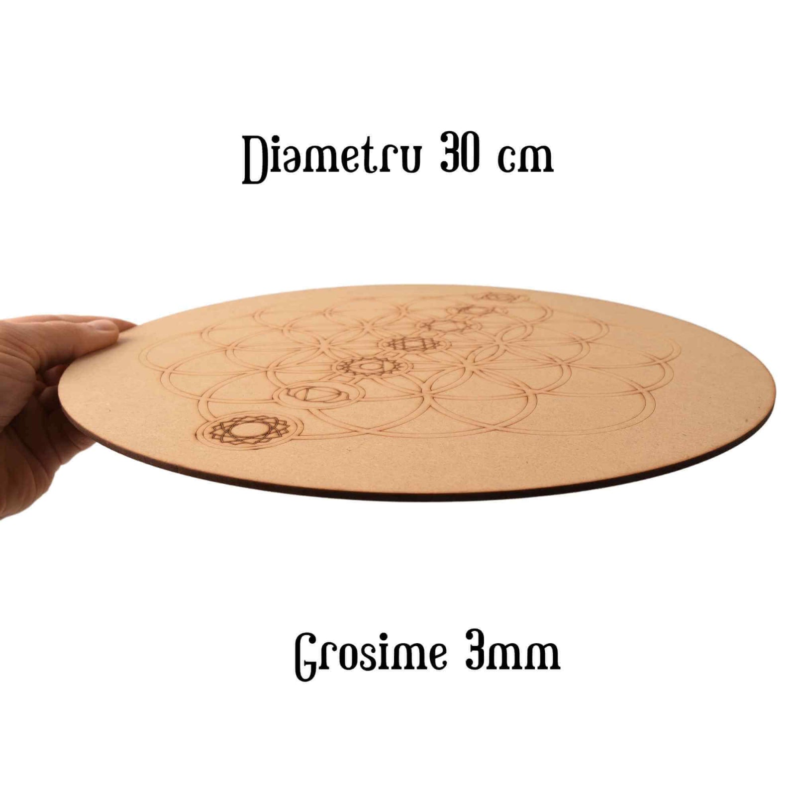 Placa pentru Cristale cu Geometrie Sacra pentru Cele Sapte Chakre