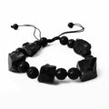Bratara Ajustabila din Obsidian Negru Brut si Roca Vulcanica Margele de Cristal si Bratara Difuzoare de Ulei Esential pentru Relaxare si Meditatie Yoga
