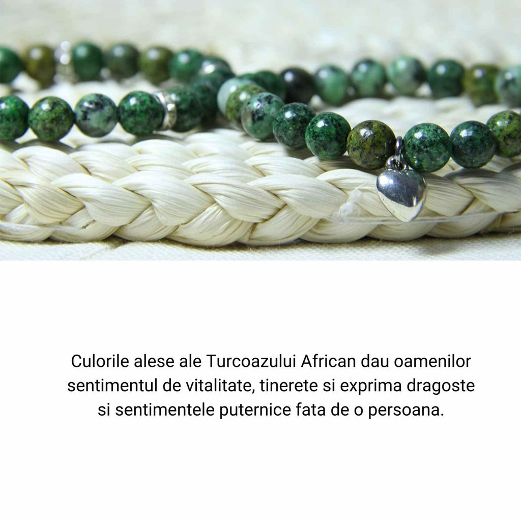 Set 2 Bratari elastice cu Margele 8mm din Turcoaz African Pentru Vindecare, Alinarea Anxietatii si Stresului