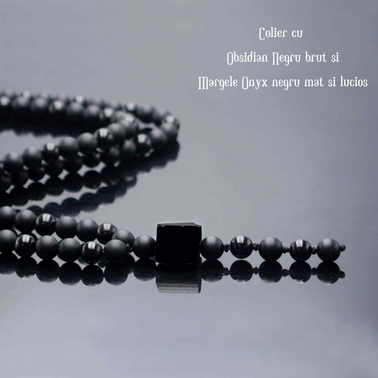 Colier cu Margele din Obsidian Negru si Onyx model Y Turmalina neagra