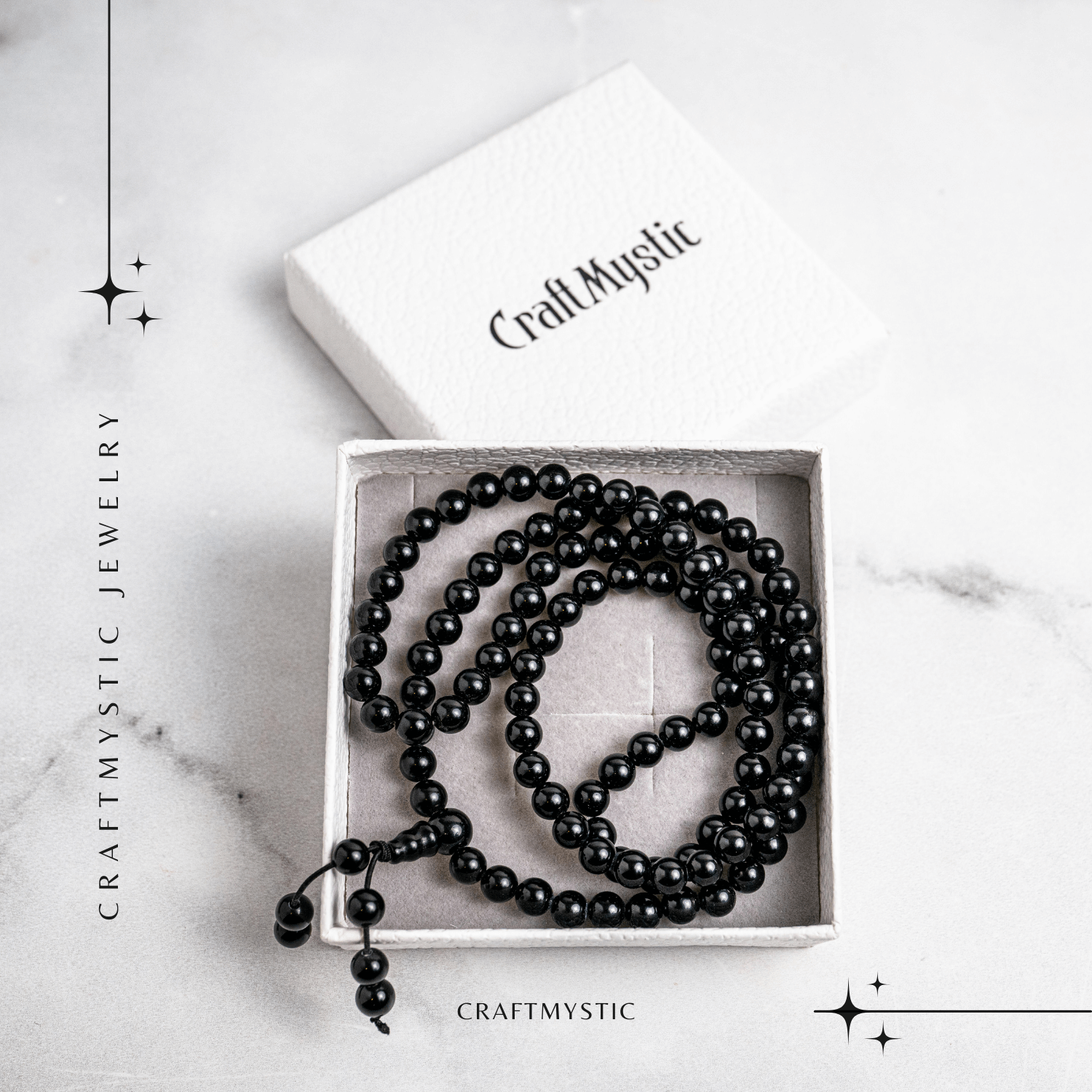 Protectie si Claritate – Colier Mala cu Obsidian si Ciucure Boho