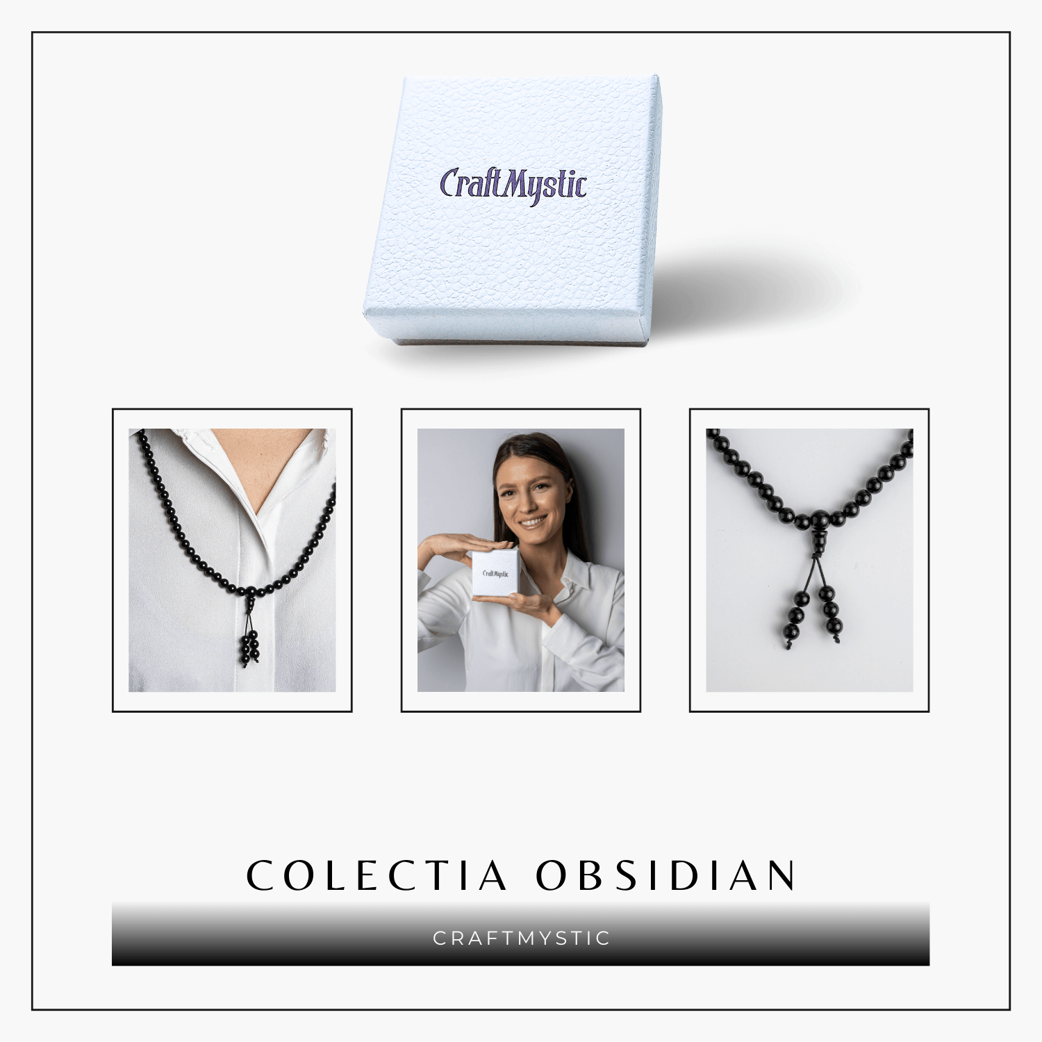 Protectie si Claritate – Colier Mala cu Obsidian si Ciucure Boho